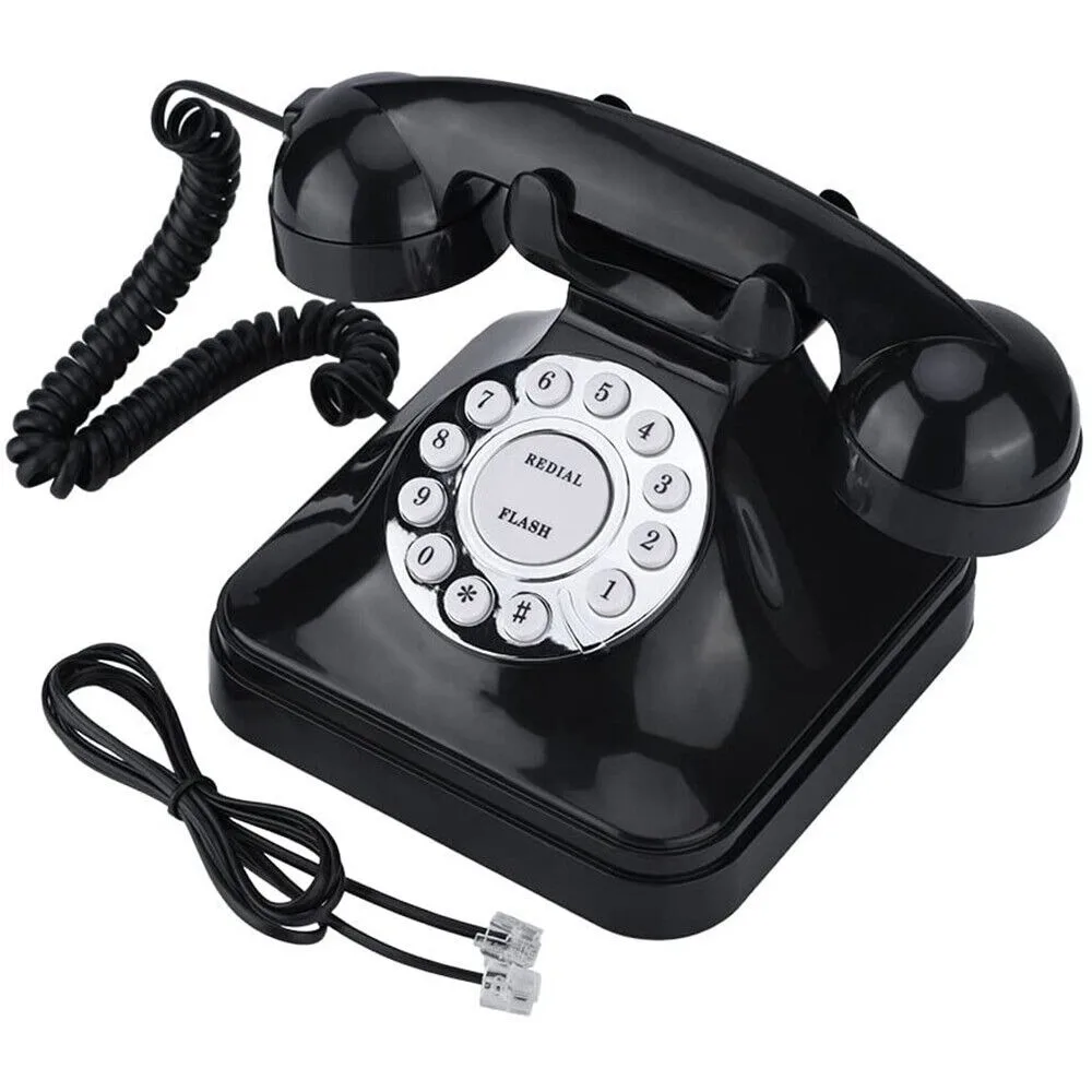 NEW Classic Vintage Landline Telephone ABS Black Corded Telephone Antique Decor Wired Communication Tools Hotel Office House Bar