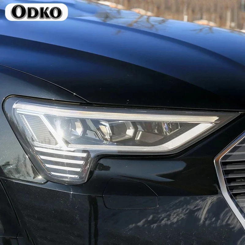 

2 шт. защитная пленка для фар автомобиля дымчато-черный оттенок виниловая прозрачная наклейка из ТПУ для Audi etron 55 50 2019-Present