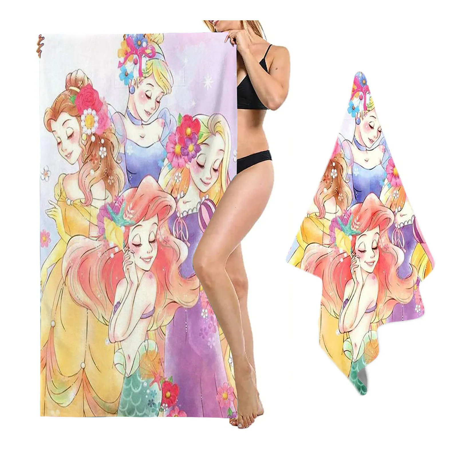 Princess Disney Quick Dry Microfiber Towels Men Women Boys Girls Cute Teenager Shower Mermaid Ariel Large Beach Bathroom Towel