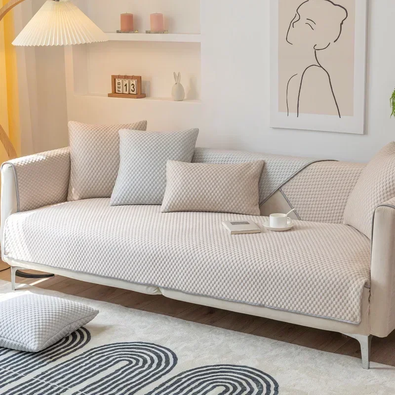 Non-slip Sofa Cover Ice Silk Material Cool Feeling Sofa Mat Cushion Summer Sofa Towel Couch Slipcovers Living Room Home
