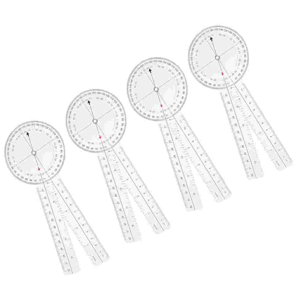 4 Pcs Angle Ruler Protractor Foldable Goniometer Measuring Plastic Rotary Folding Clear