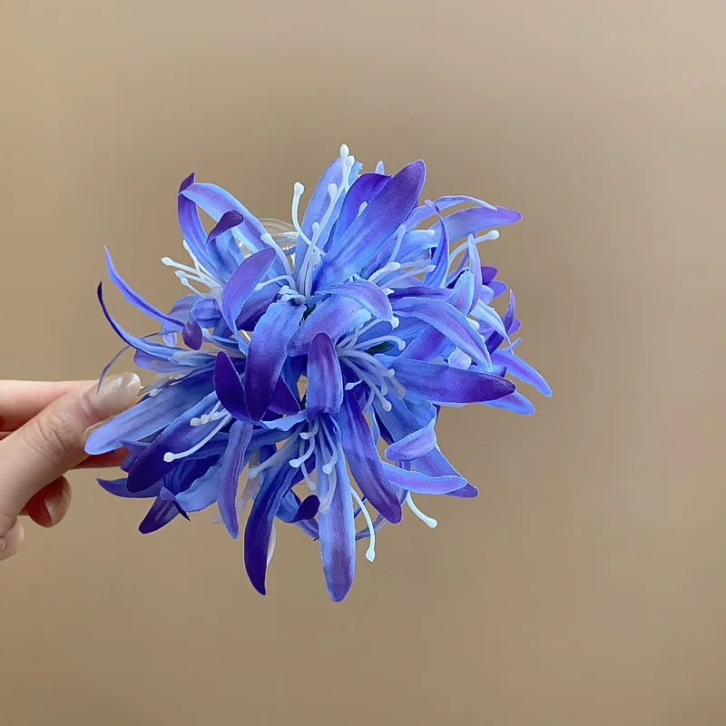 Spider Lily Flower Hair Claw Clips for Women Long Tassel Shark Clip Dedicate  Crystal Acrylic Hairgrips Birthday Decoration K