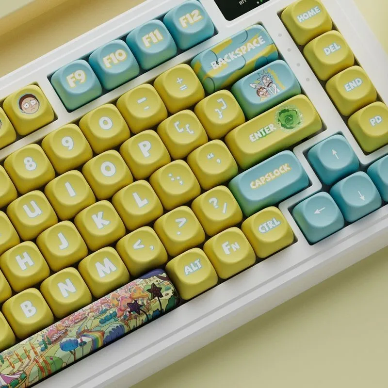 Imagem -03 - Oqo Rick e Modi Tema Keycaps Kit Sublimação Pbt Dye Teclado Gaming Mecânica Switches mx Gmk67 127 Chaves