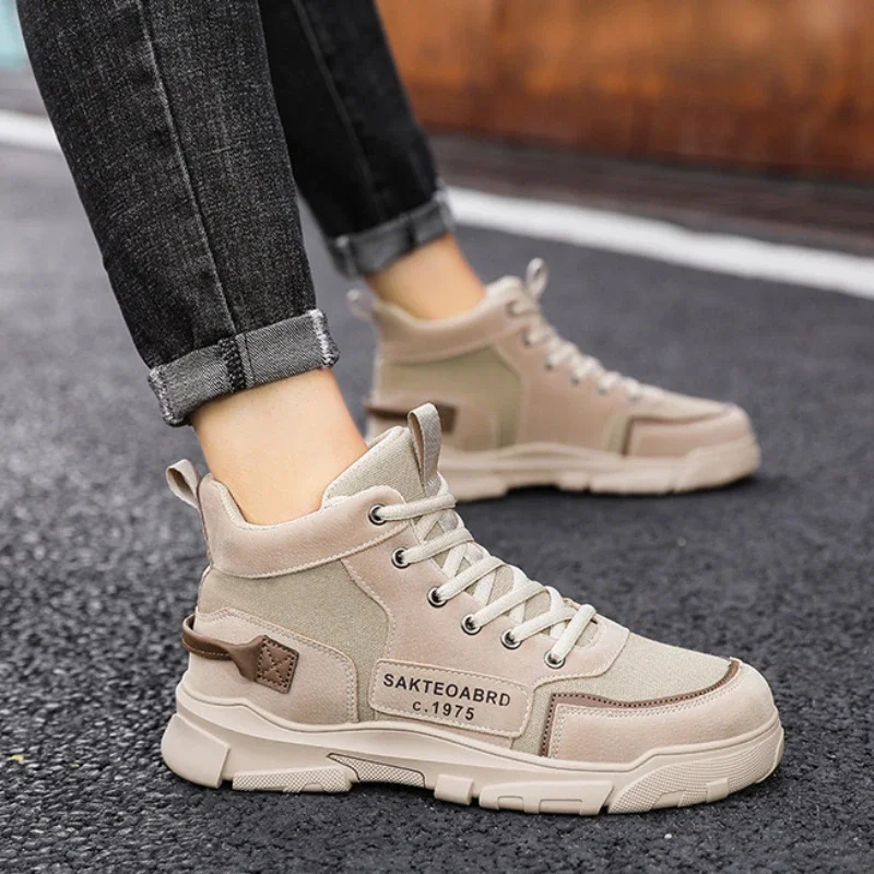 Casual Boots for Men Fashion High Top Men Shoes Comfortable Platform Ankle Boots Breathable Working Boots 2024 New Botas Hombre