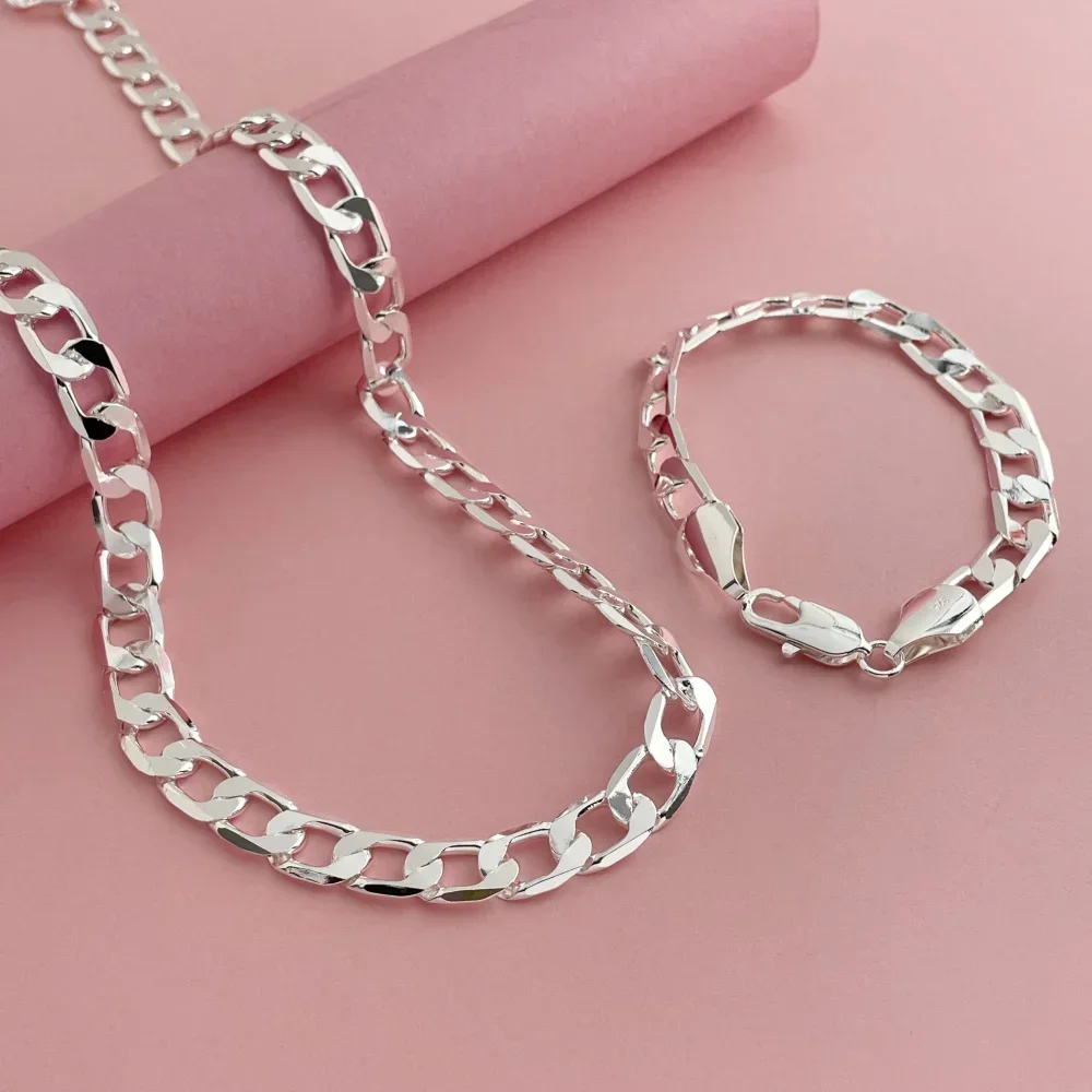 

Стерлингового Серебра 925 пробы, 10 мм, боковой браслет «один-один», комплект ожерелья, подарок на день рождения, годовщину