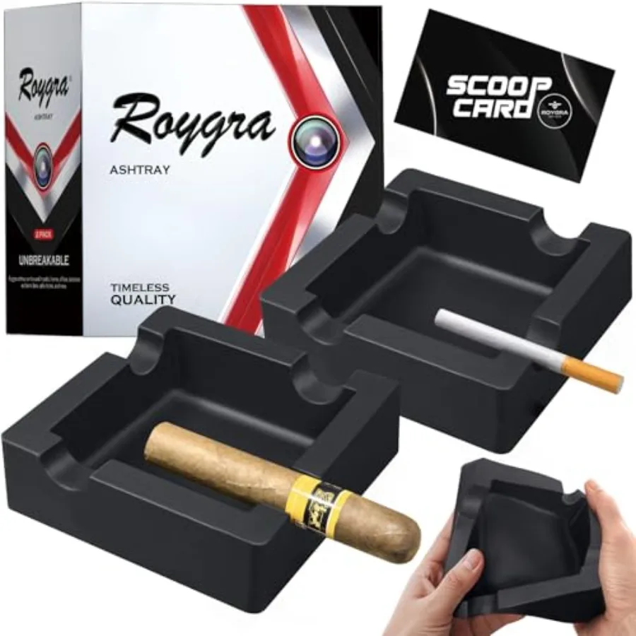 

Ash Tray Outdoors 2 Pack,Cigar Outdoor Ashtray for Patio Decor, Cigar Smoking Accessories for Men, Ashtray for Outside Patio wi