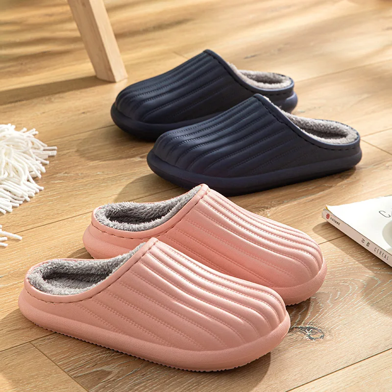 Waterproof Slippers Autumn and Winter Home Non-slip Comfortable Warm Cotton Shoes Non-slip Indoor Casual Slippers Easy to Clean