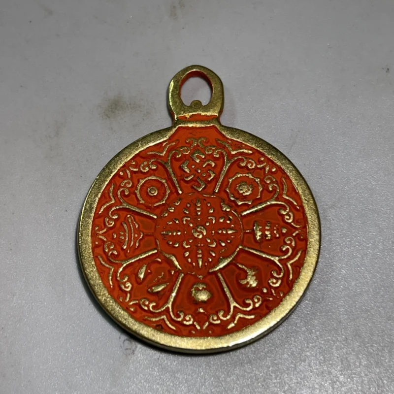 Brass Cinnabar Bronze Beast Head Token Chinese Zodiac Portable Small Jiugong Bagua Copper Pendant