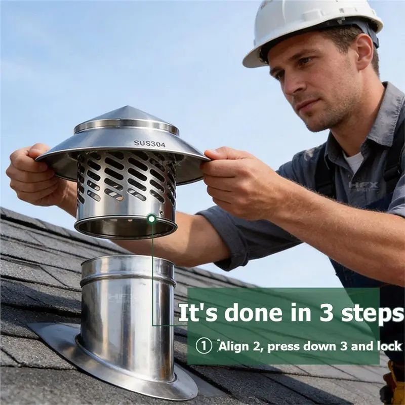 AAAN-Umbrella-Shaped Roof Ventilation And Rainproof Cover, Kitchen Chimney And Roof Ventilation Exhaust Pipe Cover