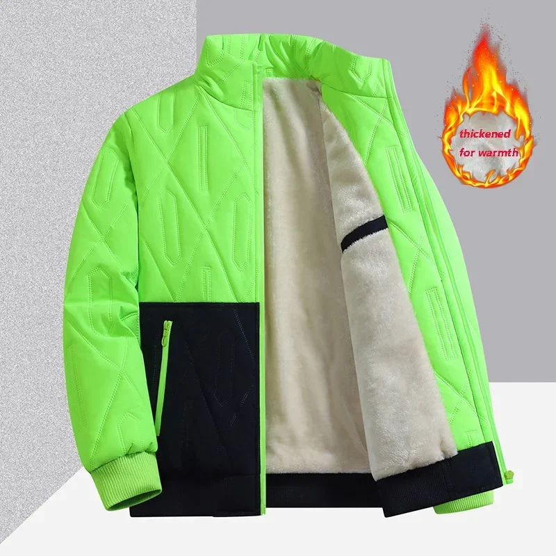 

Мужская теплая хлопковая куртка для осенних и зимних видов спорта на открытом воздухе, толстая теплая хлопковая куртка с воротником-стойкой, прочный рабочий топ