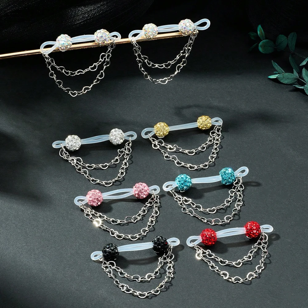 1 زوج لطيف حجر الراين وهمية حلقات للحلمات من الفولاذ ، الحلمة الكفة غير ثقب حلقات للحلمة وهمية الحلمة ثقب المجوهرات