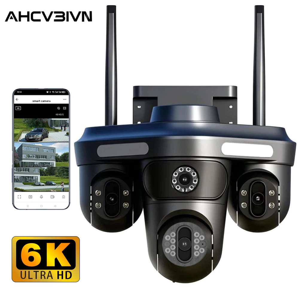 

12MP 4K 3Lens CCTV Surveillance PTZ Camera Wireless Wifi PTZ 360 Auto Tracking Two Way Audio Intercom IP Network Camera Outdoor