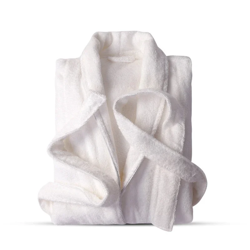100% bata de toalla de algodón para amantes, bata de baño larga suave para hombres y mujeres, albornoz de dormir informal para el hogar, bata de Hotel gruesa