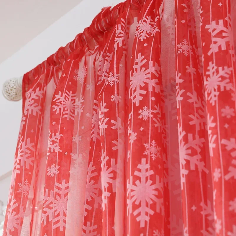 1pc Festive Christmas Curtains with Snowflake Print - Create The Perfect Holiday Ambience