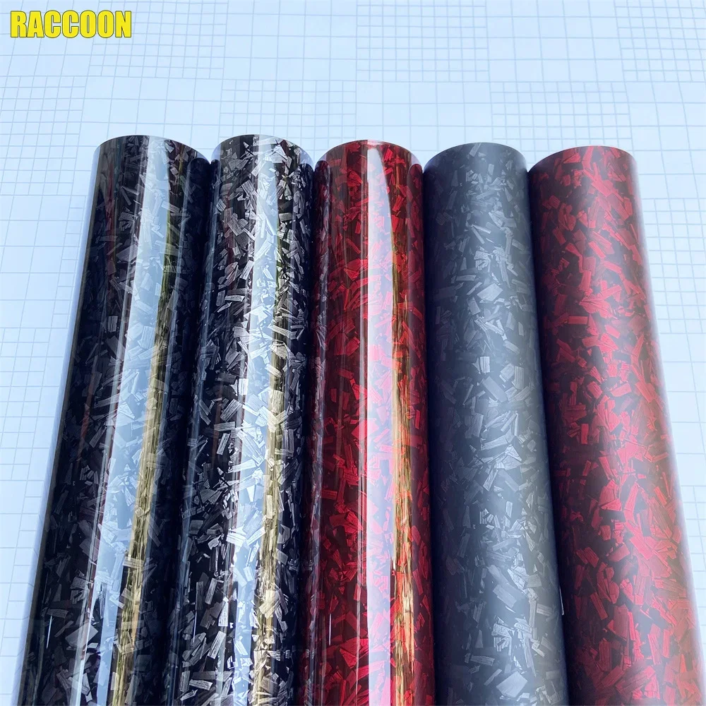 PET Forged Carbon Fiber Red Silver Black Carbon Vinyl Wrap Film Self Adhesive DIY Vinyl Car Stickers For Motorcycle Wrapping