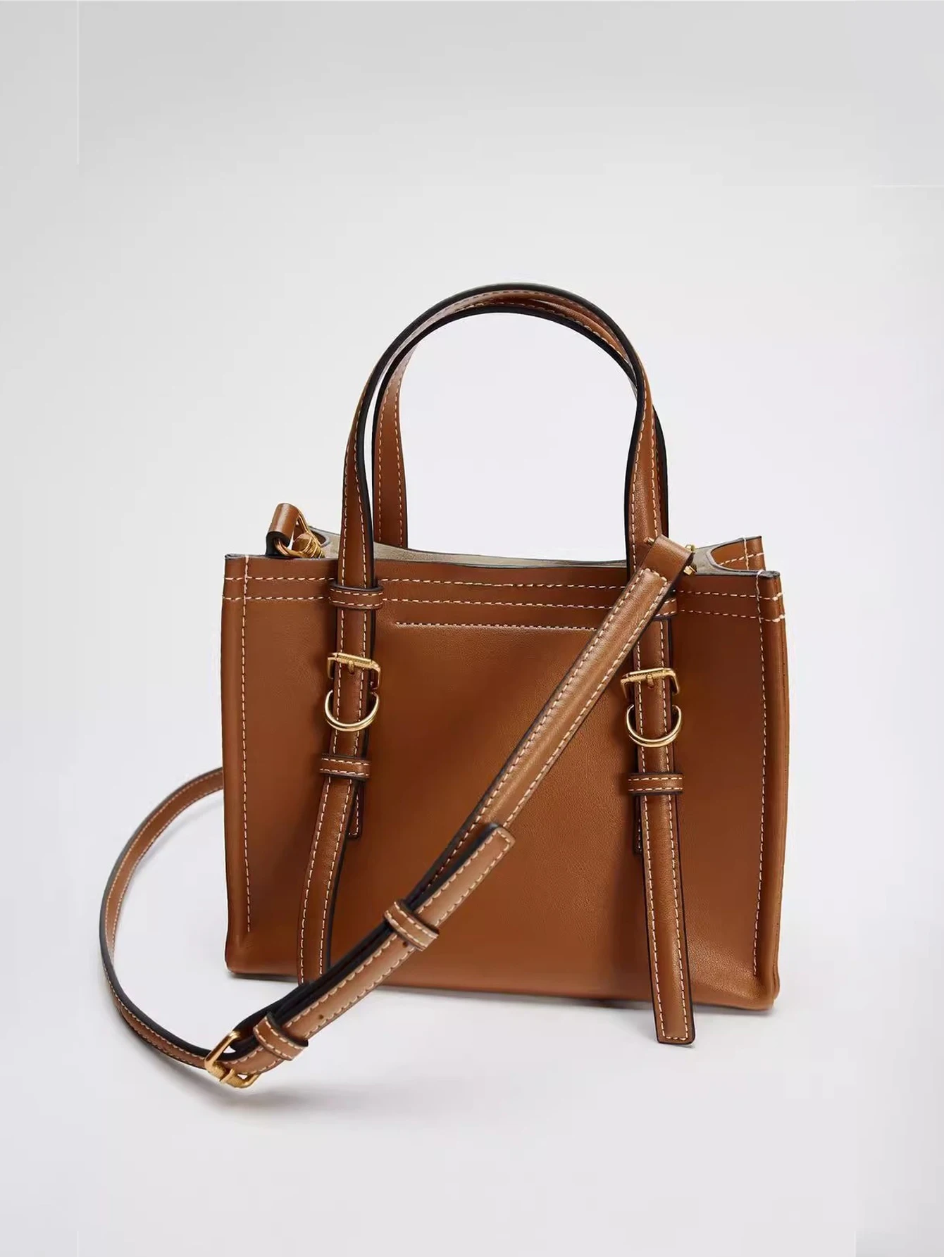 Cross border 2024 brown yellow handbag autumn new product, versatile single shoulder crossbody bag for work, commuting, leisure image 4