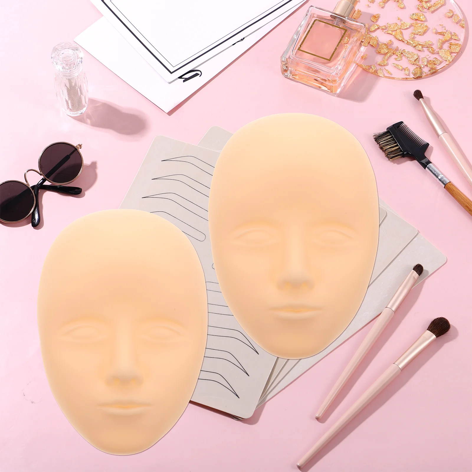 

2pcs Silicone Face Skin 5D Full Practice Assorted Colors For Eyebrow Lash Makeup Training Fake Skin Base Mannequin