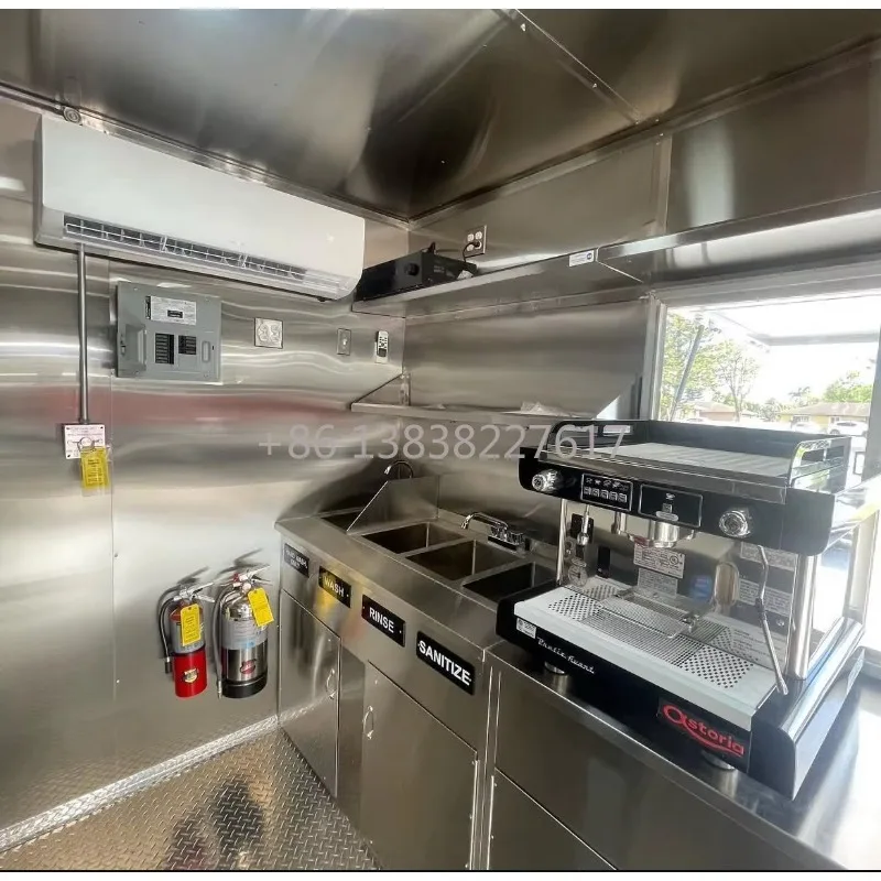 Multifunctional Coffee Pizza BBQ Trailer | Customizable Capacity | Full Kitchen Air Stream Food Truck