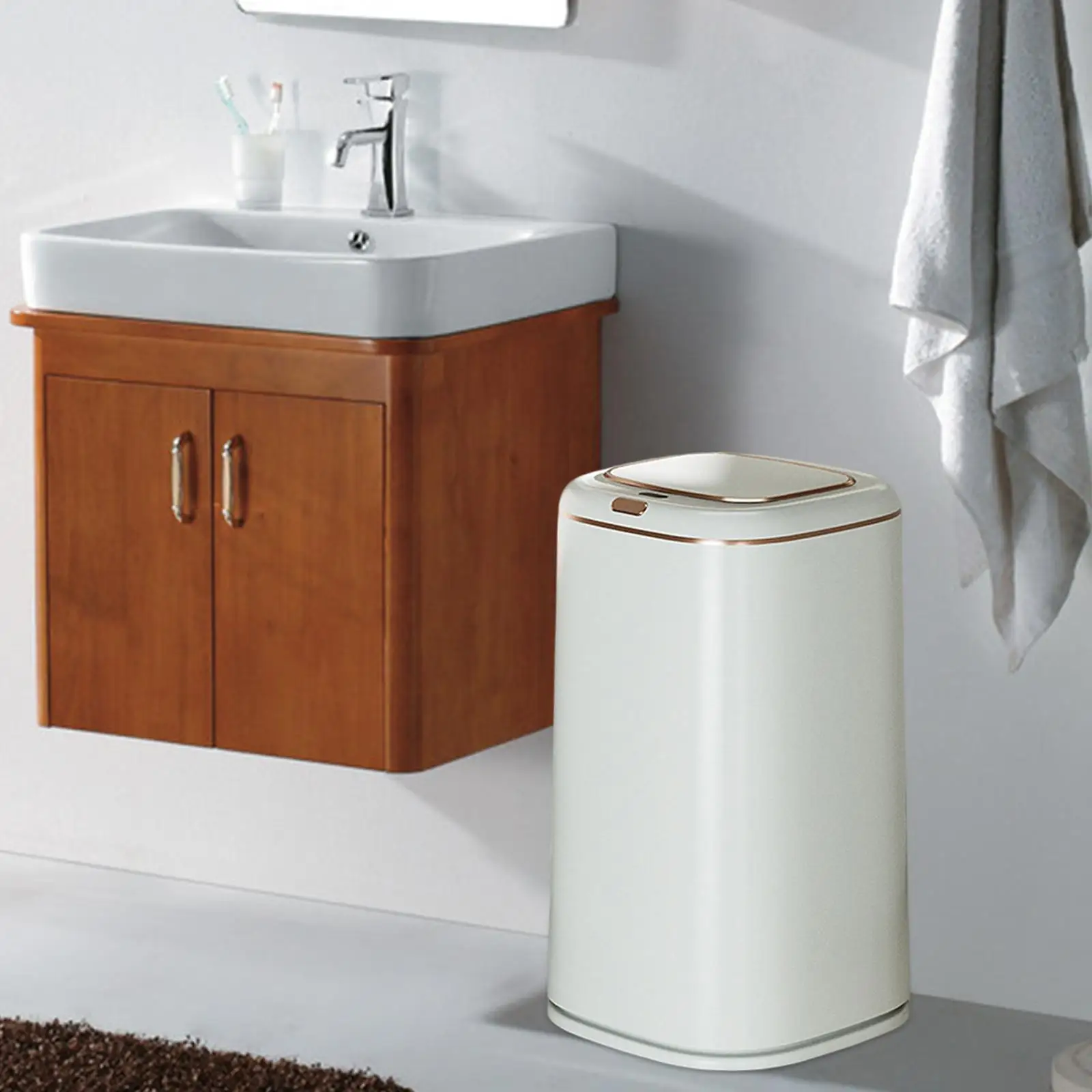 Touchless Garbage Bin Large Capacity Smart Sensor Garbage Bin Automatic Garbage Can for Bathroom Household Living Room Home