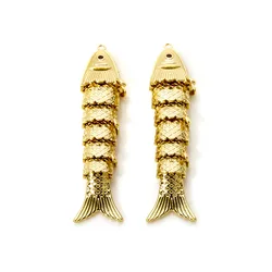 1 Piece Copper Golden Fish Shaped 18K Gold Plated Pendants Pave Red Zircon Ocean Jewelry Charms For Diy Necklace Making Findings