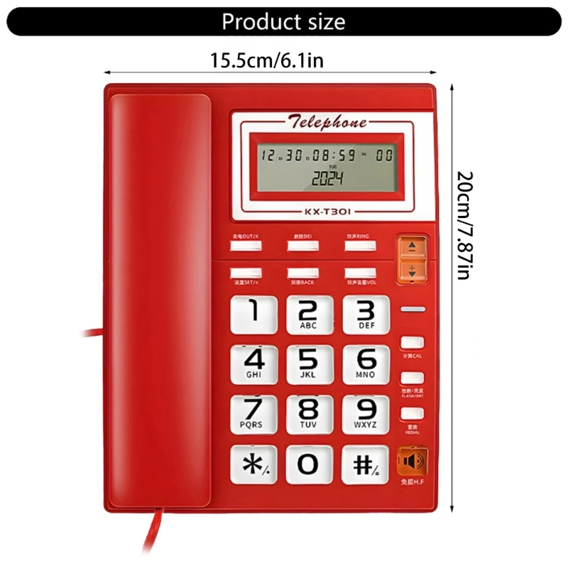 Corded Landline Phone Big Button Household Business Desktop Landline Telephone with LCD Display for Office Front Desk image 6