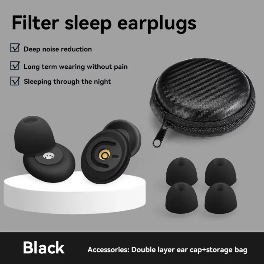 1 Set 50dB Anti Noise Earplugs with Storage Box Portable Noise Reduction Earplugs Reusable Ultra-quiet