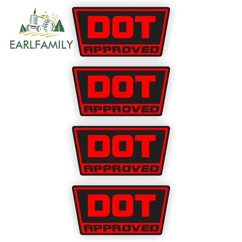 EARLFAMILY 4Pcs DOT Approved Reflective Stickers 3D Decals for Motorcycle Dirt Bike Helmet Car Styling