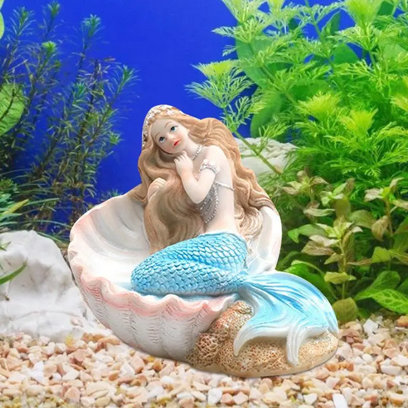 Artificial Aquarium Mermaid Fish Tank Decorations Underwater World Decor Ornament Resin Statue Figurines Miniature Pet ornaments