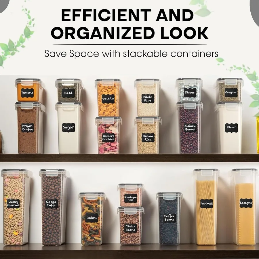 WHITE FEATHER PLIES 40 PCS Airtight Food Storage Containers with Lids BPA Free Durable Plastic Leakproof Flour Sugar Cereal Con