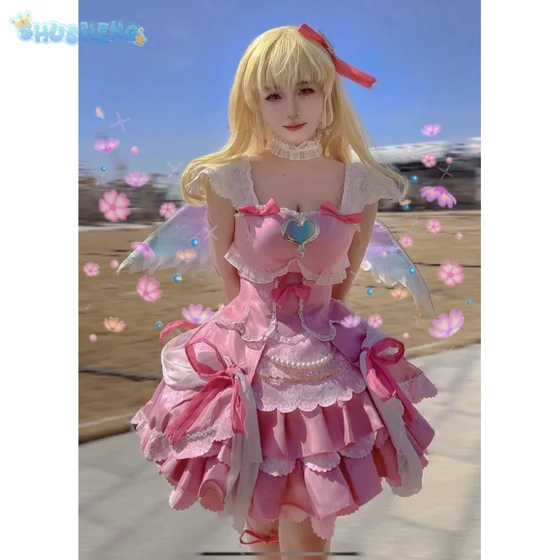¡Hoshimiya Ichigo Ainme Aikatsu! disfraz de Cosplay dulce vestido de Lolita alas accesorios de utilería fiesta de Halloween chica nuevo conjunto de uniforme