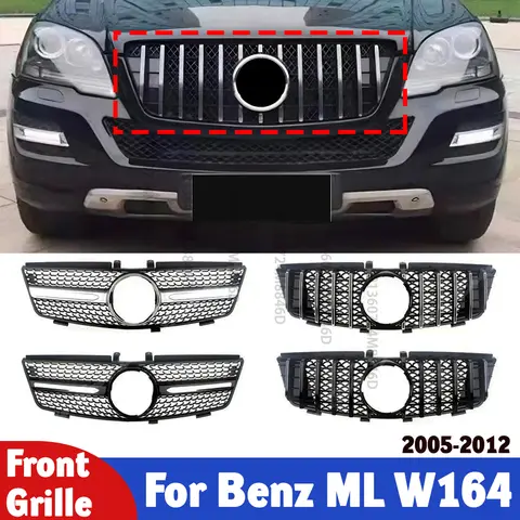 Diamond Style Front Grille for Mercedes-Benz ML Class W164 2005-2012 ML300 ML350 Replacement Upgrade Bumper Grill Mesh Insert