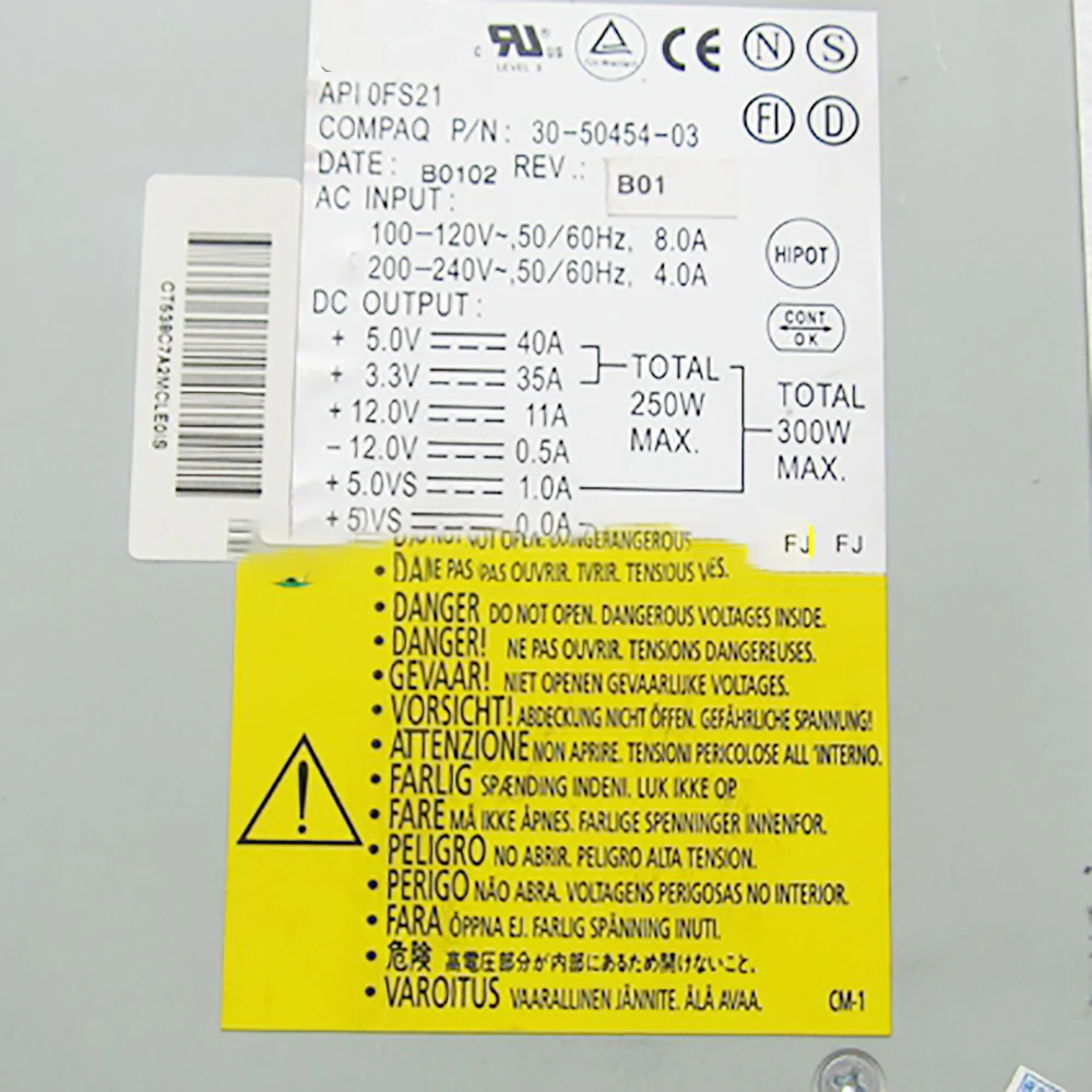 API0FS21 For HP AlphaStation DS10 Workstation Power Supply 30-50454-01 300W