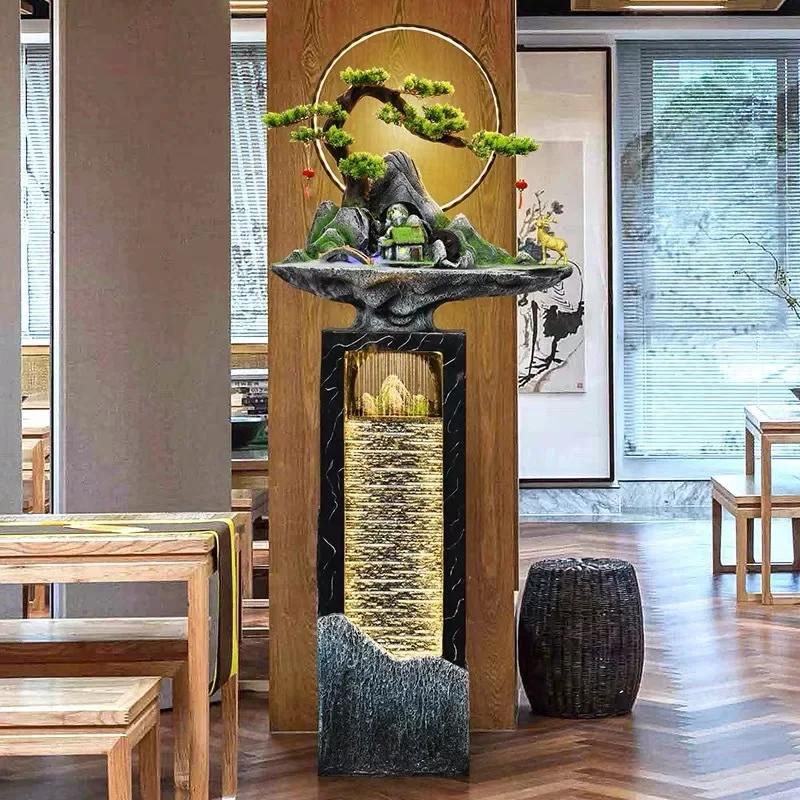 DSA Chinese-style running water ornament fountain living room tea room entrance light luxury rockery TV cabinet next to balcony