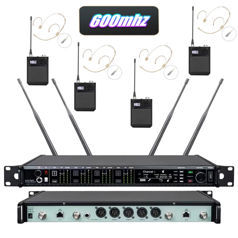Paulkitson AD4Q KSM9 Professioneel Draadloos Microfoonsysteem 4-Kanaals 500/600/900MHZ Headset Microfoon Lavalier Voor Podium Buiten
