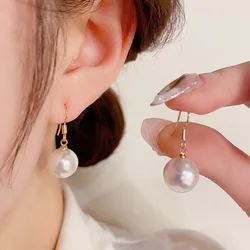 Round Imitation Pearl Drop Earrings for Women Pendientes Waterdrop Pendant Ear Jewelry Trend Creative Accessories