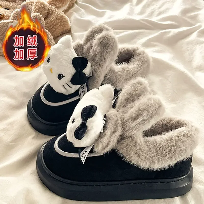 Sweet Hello Kitty Anime Kawaii  Ins MINISO Lovely Doll Warm Cotton Shoes Cute Cartoon Snow Boots Gifts Fashion Toys for Kids