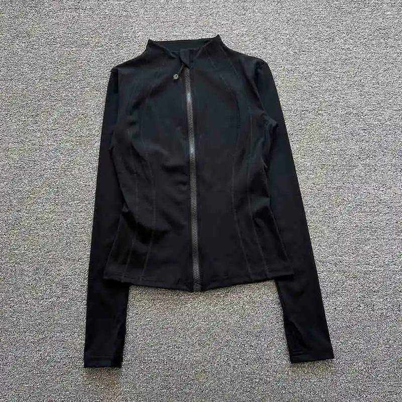 بدلة رياضية بسحاب وياقة واقفة بدلة يوجا ضيقة للسيدات بأكمام طويلة سترة رفيعة للجري بيلاتيس للياقة البدنية للخريف #1