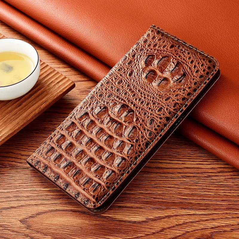 Crocodile Genuine Leather Magnetic Flip Case For iPhone 16 16e 15 14 11 12 13 Pro X XS Max Plus Mini SE 2025 All-inclusive Cover