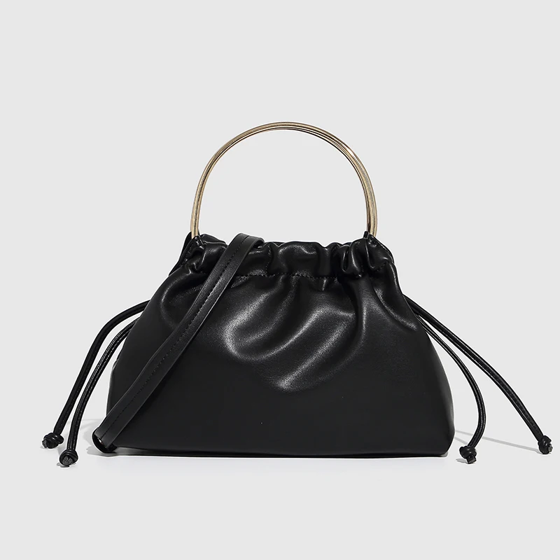 

Fashion Retro Evening Handbag Light Luxury Pleated Dumpling Bag New Metallic Shoulder Bag High-quality Pu Leather Messenger Bags