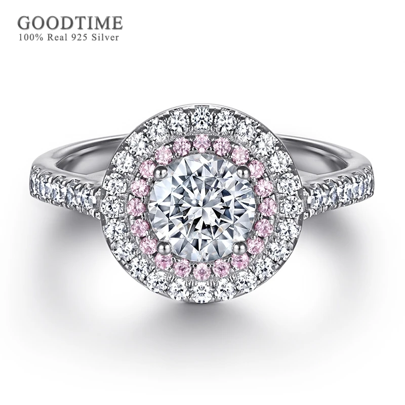 

Fashion100% 925 Sterling Silver Ring Round Zircon Wedding Band Jewelry Anniversary Marriage Engagement Ring For Woman Girl
