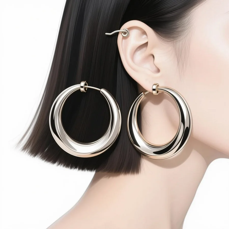 ¿Qué tipo de rostro favorecen los pendientes de aro ancho?