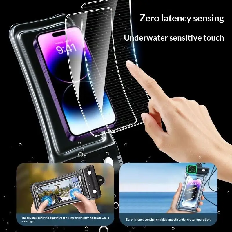 Universal Waterproof Phone Bag 6 Inch Case with Touch Screen Function Armband Lanyard for Swimming Diving Water Sports