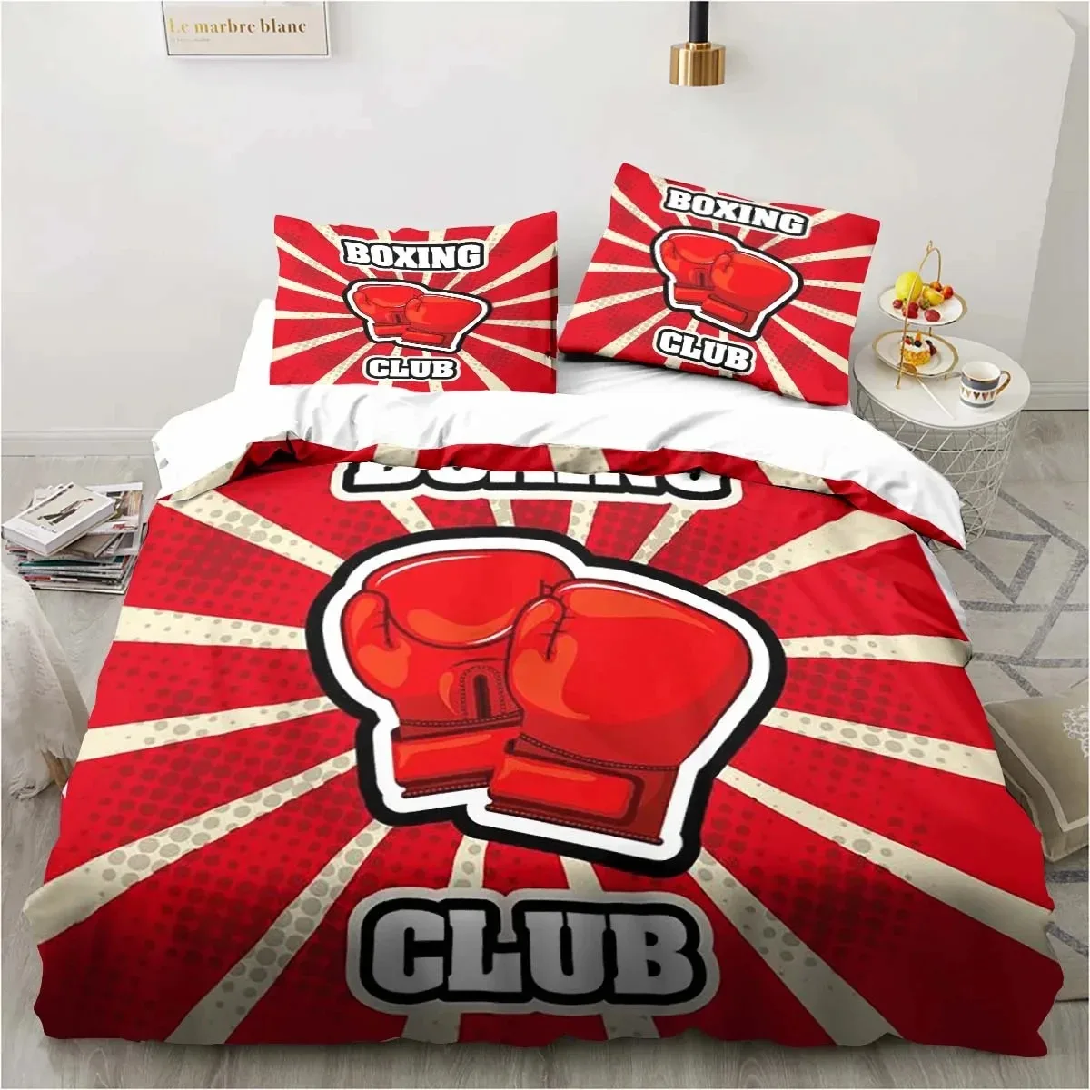 

3D Print Boxing Gloves Boxer Fighting Bedding Set Double Twin King Duvet Cover Comforter Pillowcase Boys Girls Adults Bedroom