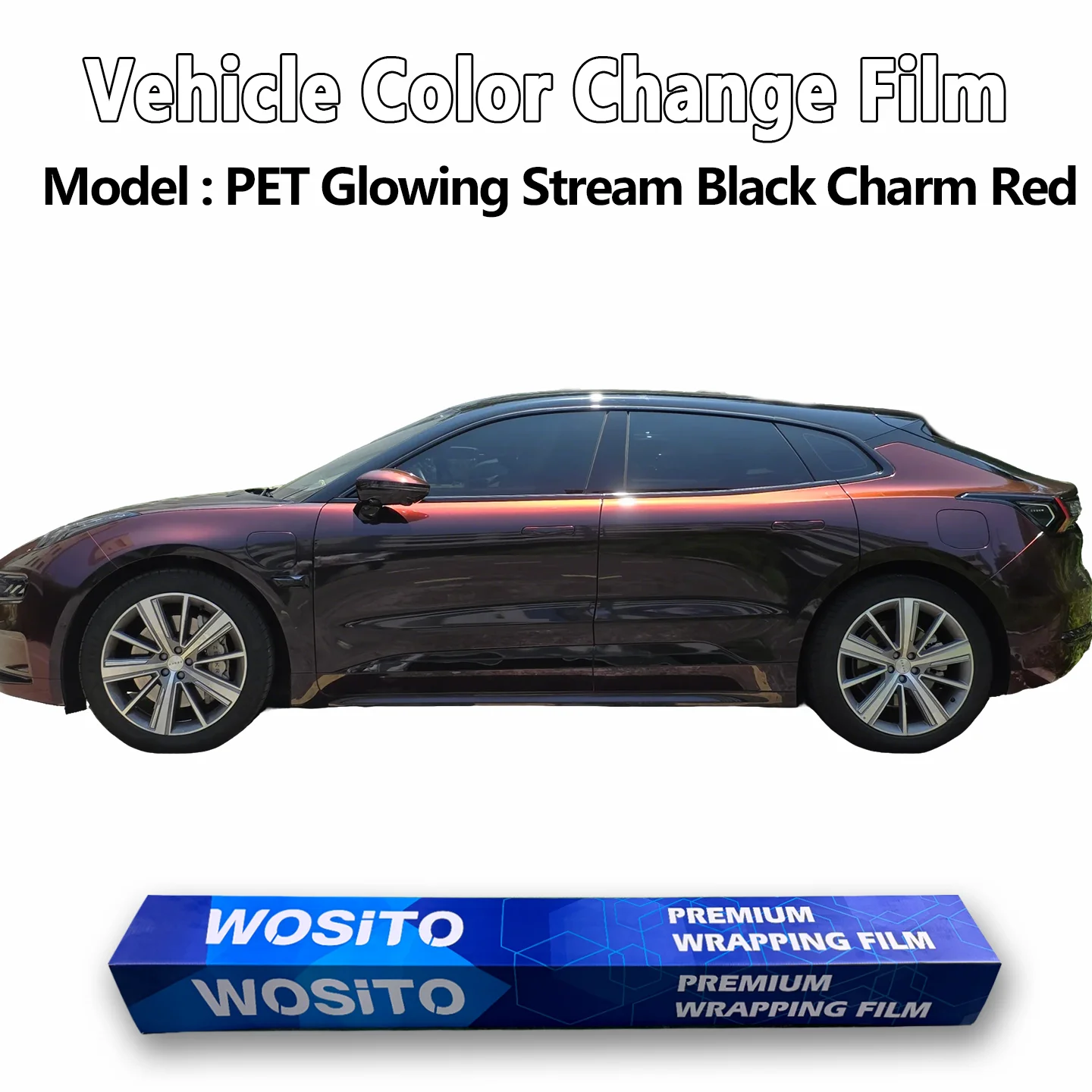 

PET Flow Black Red Car Wrap Vinyl Film Gloss Color Shift Automotive Styling Full Body Bubble Free Factory Direct