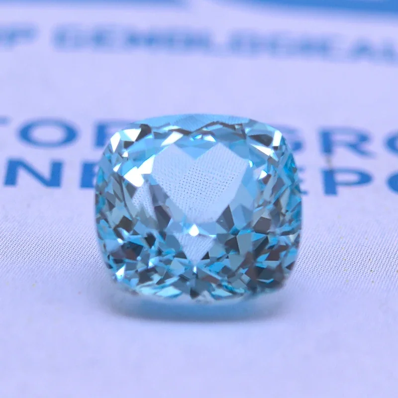 Top Lab Grown Aquamarine Colour Square Cushion VVS1 Gemstone Charm Beads Diy Jewelry Making Materials Selectable AGL Certificate