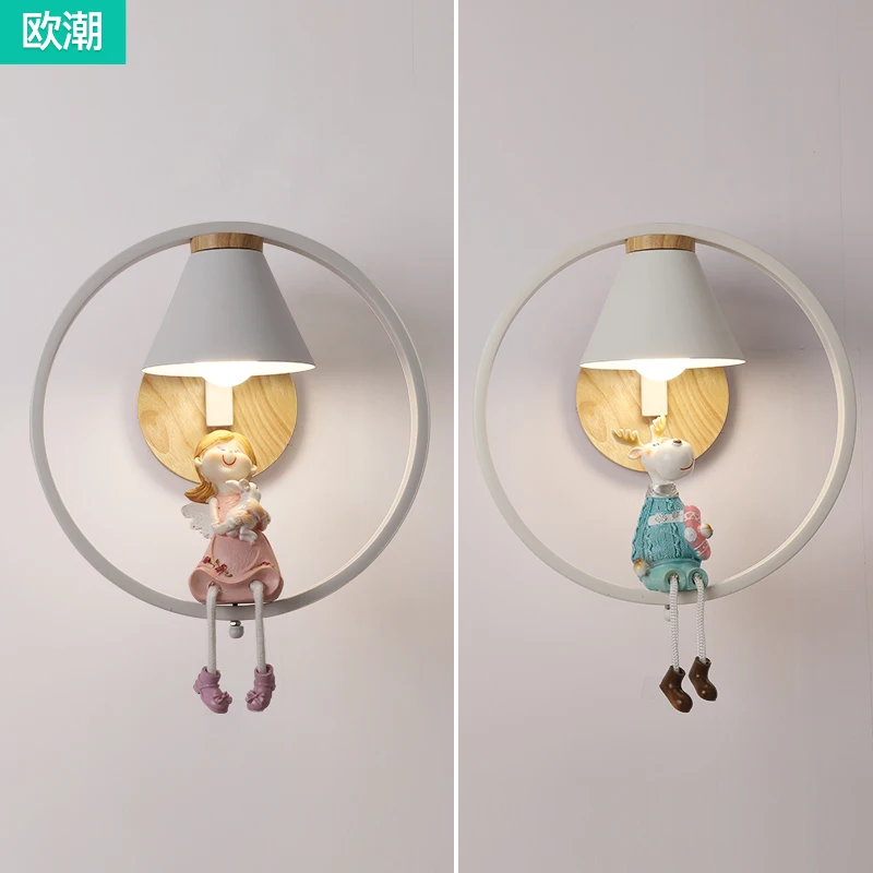 

1 Pc Cartoon Girl Wall Lamp sconce Multi color kid lighting fixture Bedroom Bedside Lamp Creative Japan style Boy children Lamp