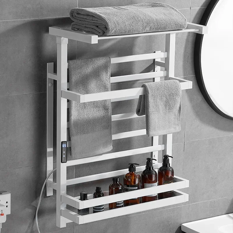 Bathroom non-punching electric towel rack aluminum folding intelligent constant temperature household carbon brazing drying heat