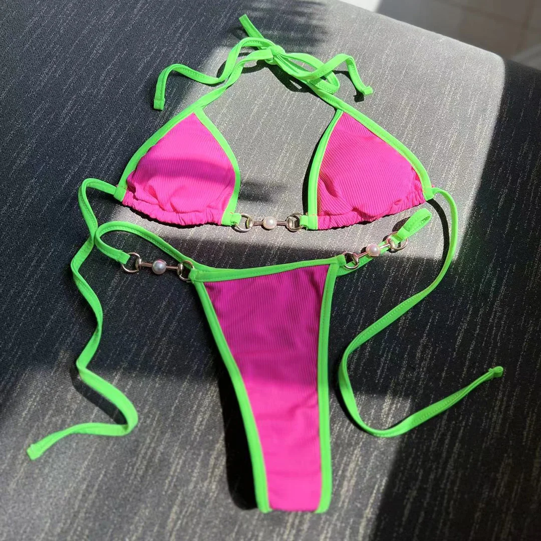 Sexy Perlen Extreme Mini Micro Thong Bikini Damen Bademode Zweiteiliger Bikini Badeanzug Badebekleidung Schwimmen V4120 – Detail 29
