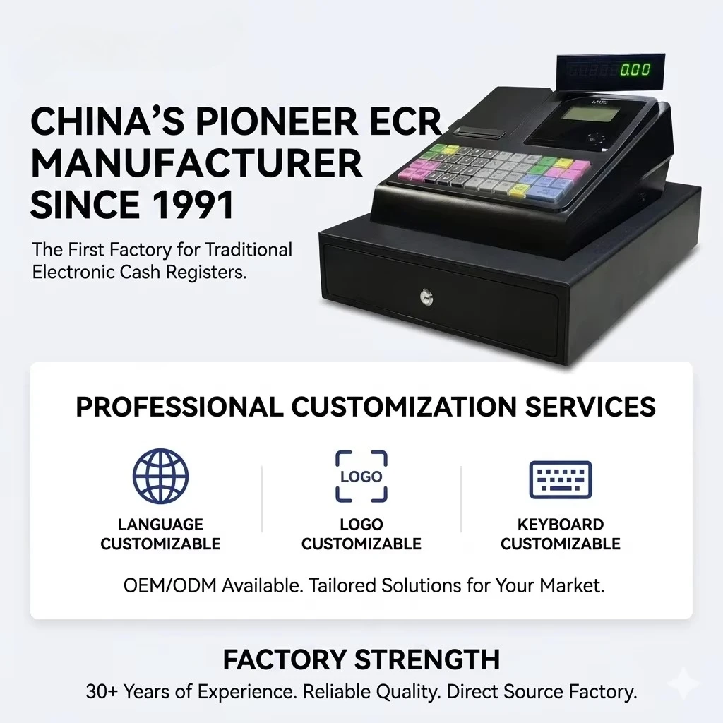Longfly Electronic Old Cash Register Old Pos Systems Machine for Sale 45keys Pos Terminal LCD Display Pos Hardware Epos TPV