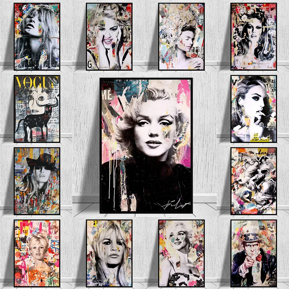 

Graffiti Abstract Wall Art Poster Actress Monroe Mural Modern Home Decor Pictures Canvas Painting Living Room Bedroom Decoration